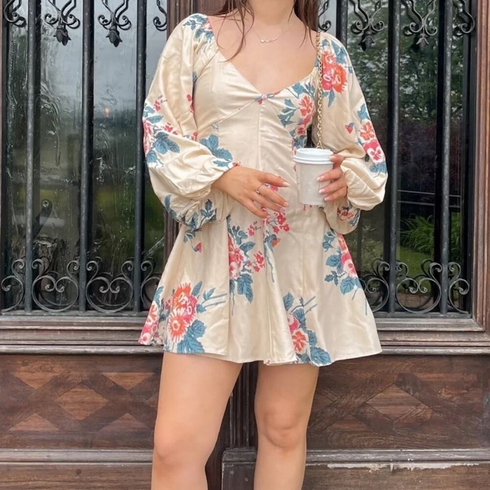 Free People Francesca Floral Print Mini Dress S
